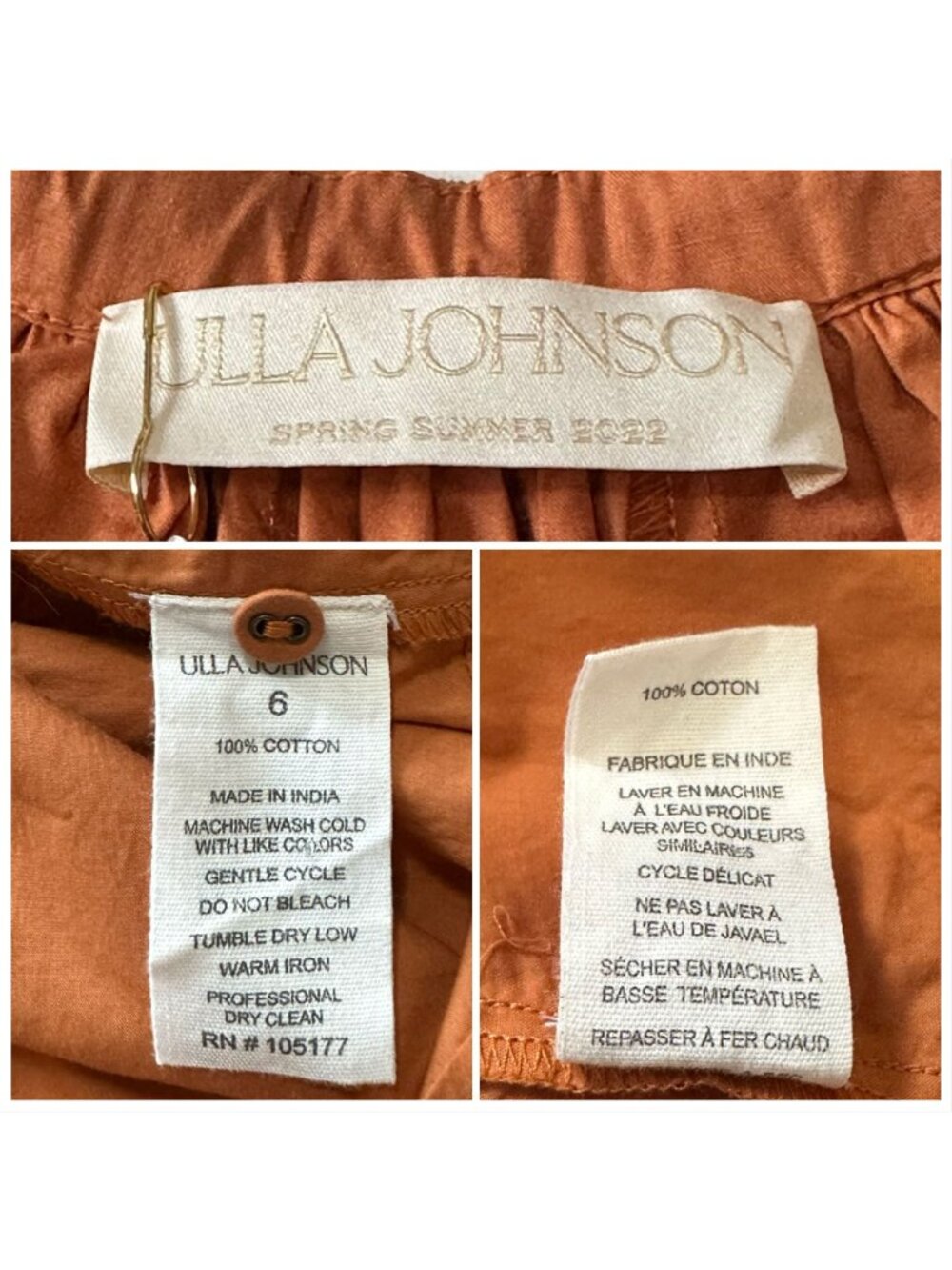 Ulla Johnson Joni Dress Clay Halter Midi Dress Cotton NWT Size 6 - Picture 4 of 14